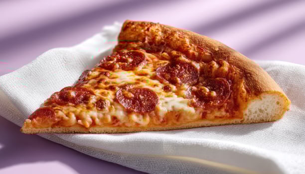 Delicious pepperoni pizza slice food photography casual setting natural light close-up view photo
