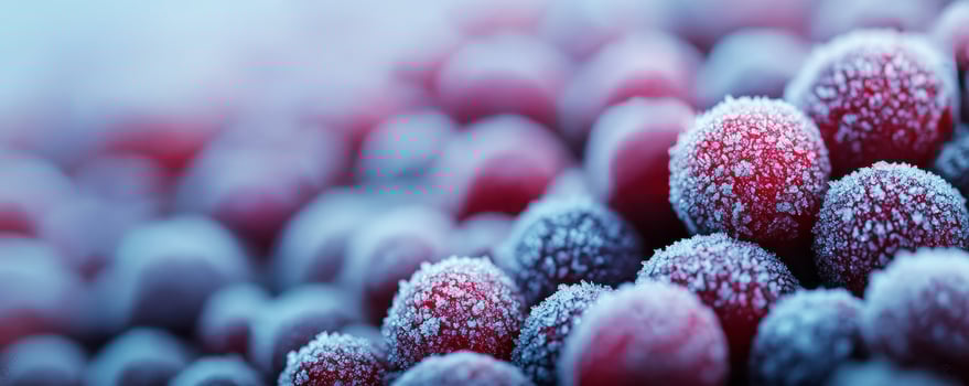 Frozen berries with a frosty texture and soft focus background. photo
