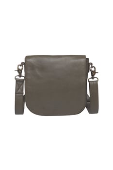 Elegant leather saddle bag in olive green for women stylish accessory photo