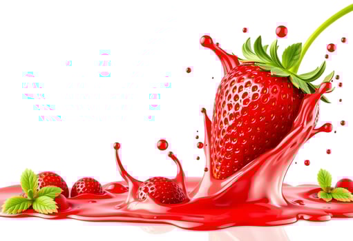 strawberry fruit with juice splash for flyer or poster copy space background photo