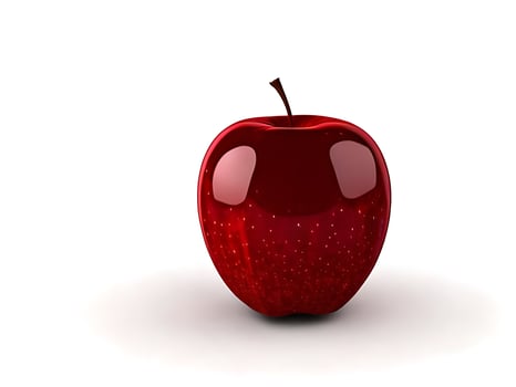 Shiny Red Apple with Detail Texture on White Background photo