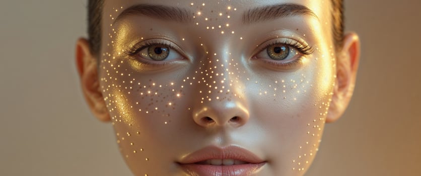 A woman with gold stars on her face photo
