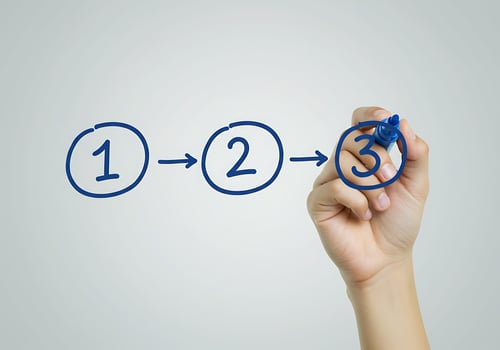 Hand drawing a number on a board with a marker photo