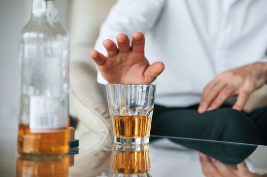 Man is, rejected alcohol. No more drinking photo
