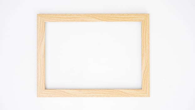 Thin wood photo frame isolated on white background