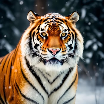 A tiger is standing in the snow photo
