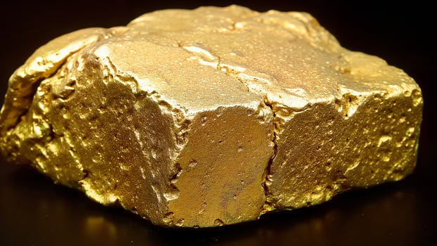Shiny Raw Gold Nugget on Black Background photo