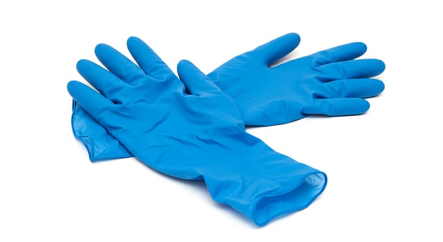 Pair of Blue Protective Gloves on White Background for Safety photo