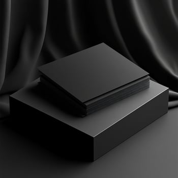 Black book on a black box with a curtain photo