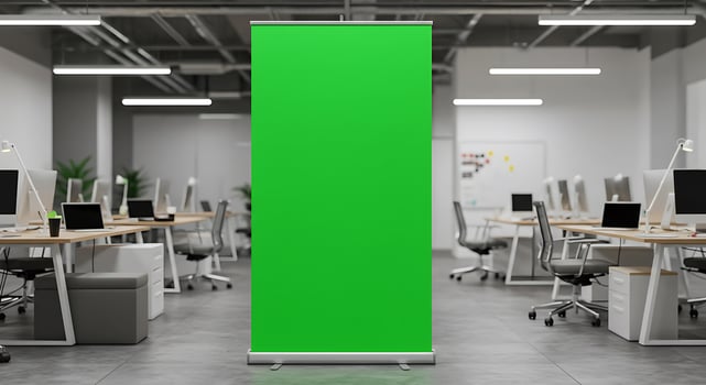 Modern Office Green Screen Mockup. Perfect for Presentations and Videos photo