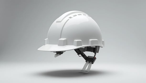 White Hard Hat for Construction and Safety Gear Product Photography photo