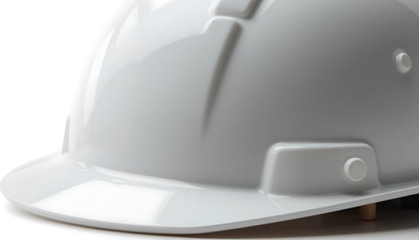 Close Up of White Hard Hat Protection for Construction Safety photo