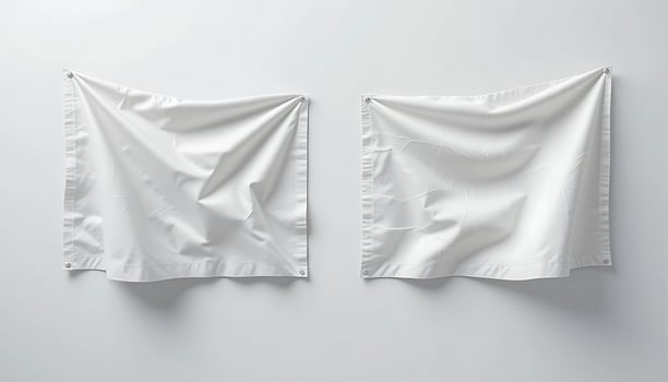 White Canvas Hanging on Wall Minimalist Mockup for Art or Signage photo