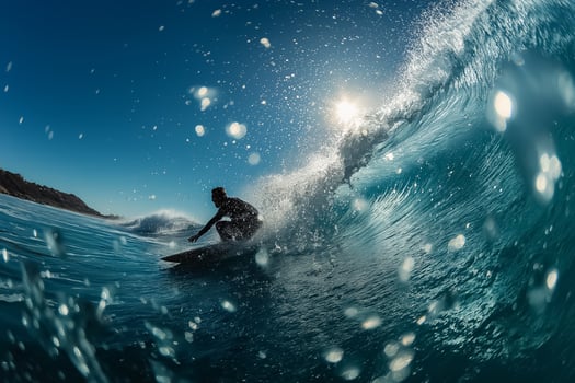 A person riding a wave on a surfboard photo
