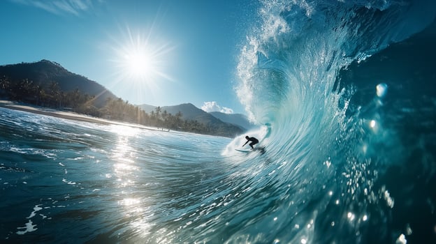 A surfer riding a wave in the ocean photo