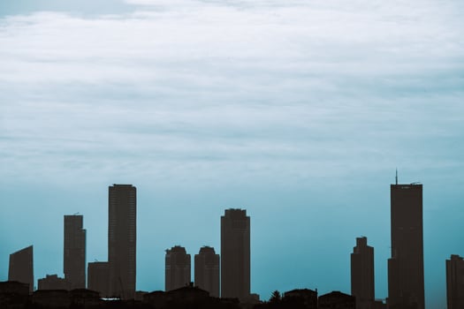 Silhouette of skyscrapers with cloudy sky. Istanbul view photo