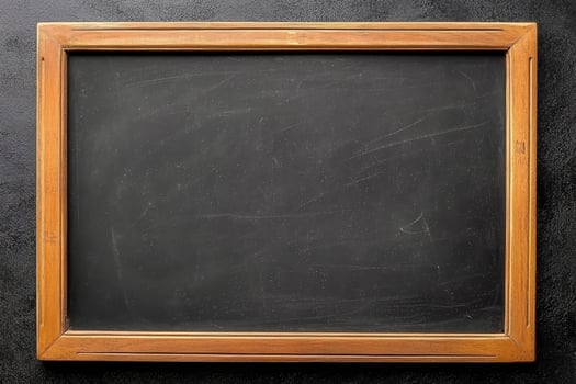 Chalkboard, wooden frame isolated on dark grey background. photo