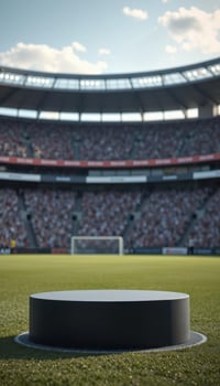 An empty podium on a soccer field photo