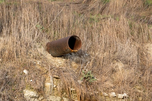 Dirty sewage from the pipe, environmental pollution photo