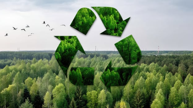 Recycling symbol in the forest photo