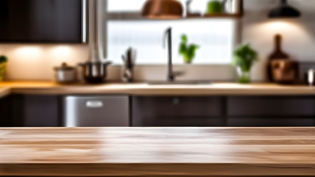 Wooden Table with Scenic Mountain View photo