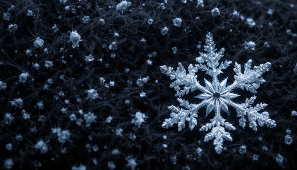 Detailed Ice Crystal on Dark Textured Background Winter Macro photo