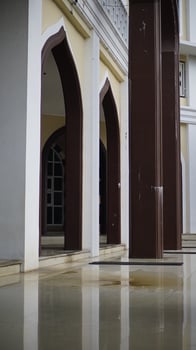 Arabic Mosque Architectural Arches with Balconies photo