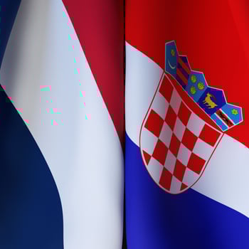 Waving Flags Of France And Croatia photo