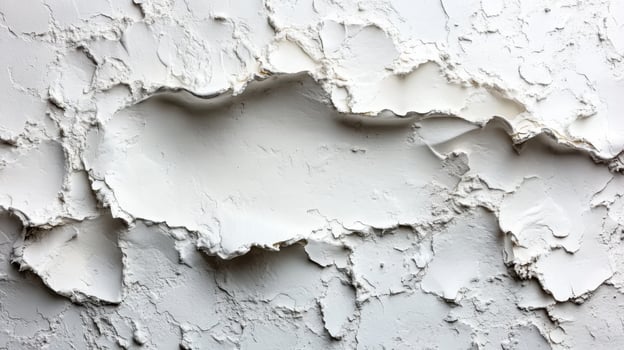 Peeling white paint revealing textured surface on wall in natural light during daytime photo