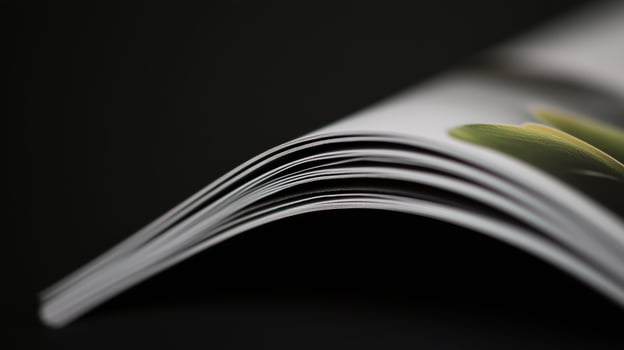 A close up of a magazine with a green plant photo