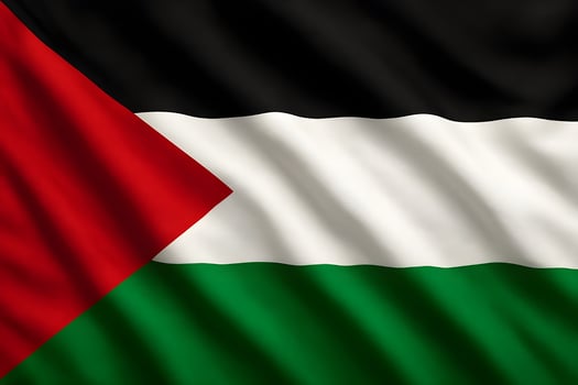 Palestinian Flag Made of Silk Waving in the Wind photo