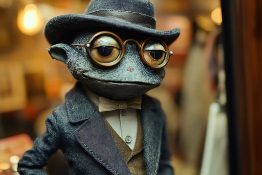 Sophisticated Frog Figurine Wearing Vintage Attire photo