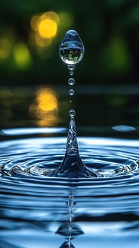 A stunning moment captured. a water droplet creating a beautiful splash with intricate detail. photo