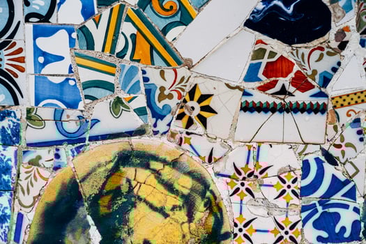 Beautiful and Colorful Mosaic Tile Art Featuring Intricate Patterns photo
