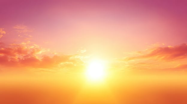 Vibrant sunset sky with glowing orange sun illuminating colorful clouds creating a warm, peaceful, and breathtaking natural scene perfect for nature and weather concepts. photo