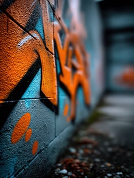 Orange graffiti on a wall photo