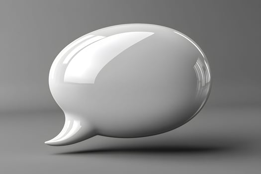 3D White Speech Bubble on Gray Background for Communication Design photo