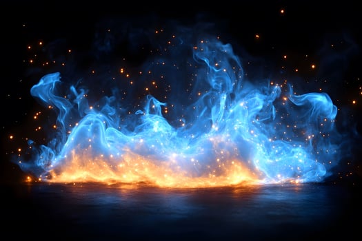 Enchanting Blue and Orange Fire Flames with Sparks for Digital Art and Design photo