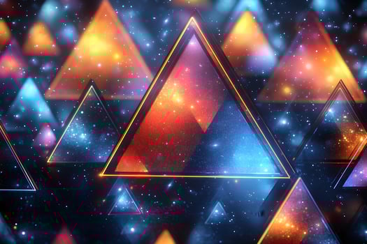 Colorful Abstract Triangles with Cosmic Background for Modern Design Projects photo