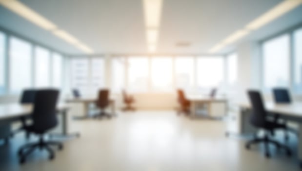 Modern Office Workspace Bright Sunlight Desks Chairs photo