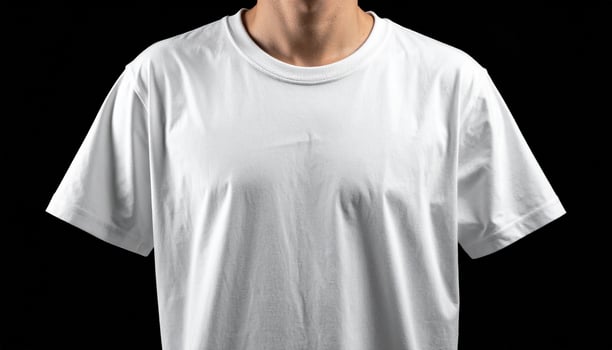 White Cotton T-Shirt Front View Isolated on Black Background photo