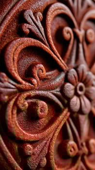 Close up of a decorative red leather object photo