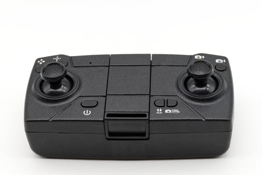 Modern black drone controller ready for action. photo