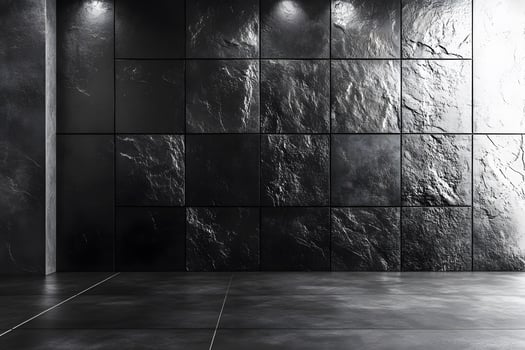 Modern Architectural Interior with Dark Textured Stone Wall for Design and Decor photo