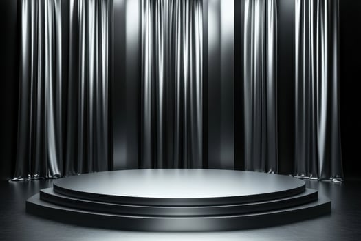stage with black curtain and podium photo