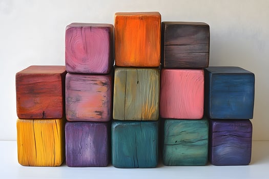 Colorful Wooden Blocks for Creative Play and Artful Decoration photo
