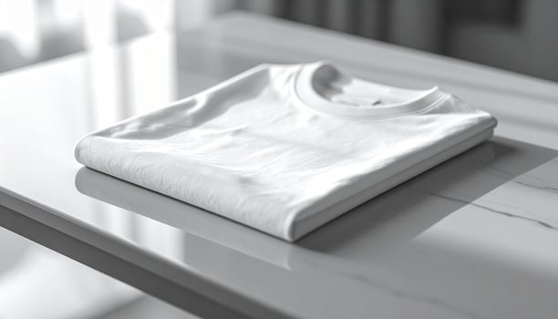 White T-Shirt Laid Flat on Glossy Table photo