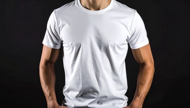 White V Neck Short Sleeve T Shirt on Metal Hanger Mockup photo
