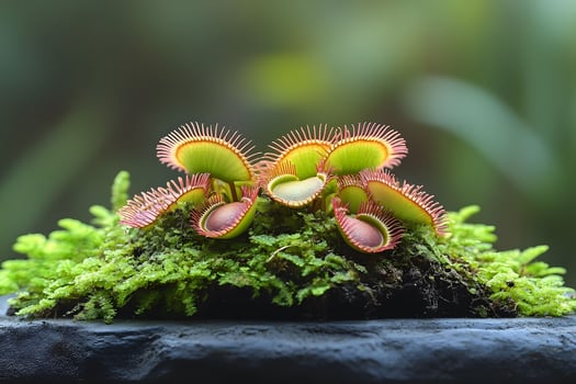 Venus Flytrap Plant with Lush Green Moss in a Natural Setting photo