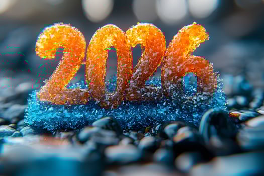 2026 New Year Celebration Concept with Vibrant Ice Sculpture Design photo